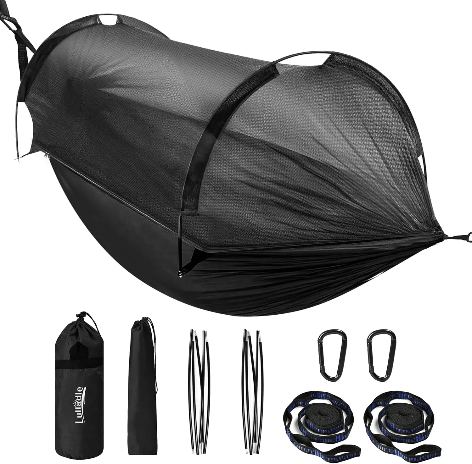 Lulladle Ultralight 2 Person Camping Hammock Mesh House Type Hammock Portable Travel Hanging Hammock 600lbs Durable Parachute Nylon Easy Setup and Pack for Backpacking Hiking Backyard