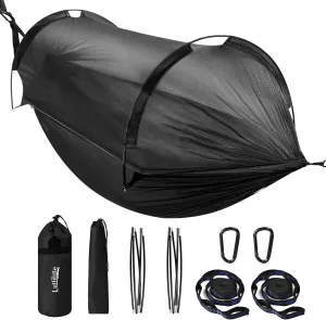 Lulladle Ultralight 2 Person Camping Hammock Mesh House Type Hammock Portable Travel Hanging Hammock 600lbs Durable Parachute Nylon Easy Setup and Pack for Backpacking Hiking Backyard