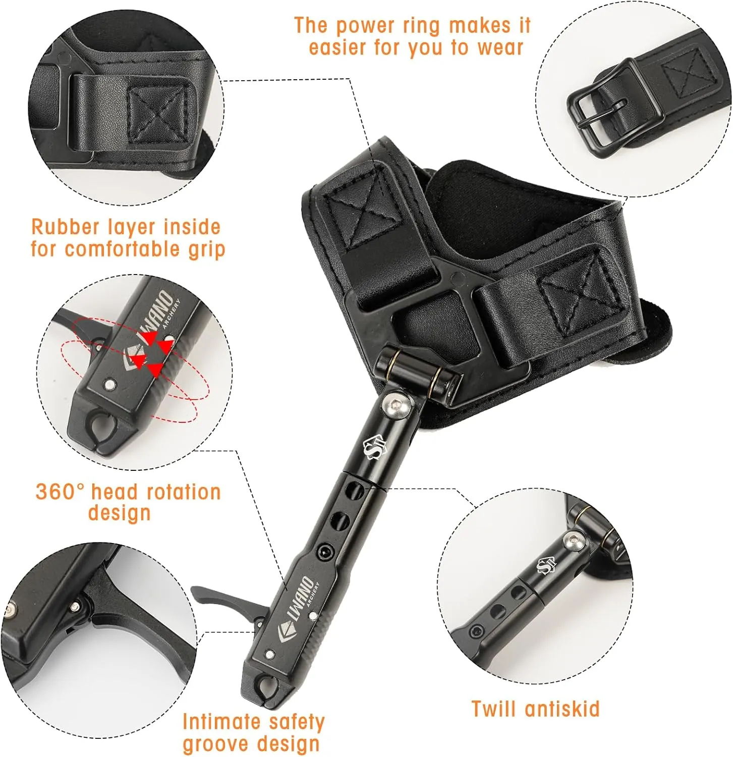 LWANO Archery Compound Bow Release Aids Trigger 360° Adjustable Wristband Release Aids for Adults Youth Kids Hunting Shooting Accessories