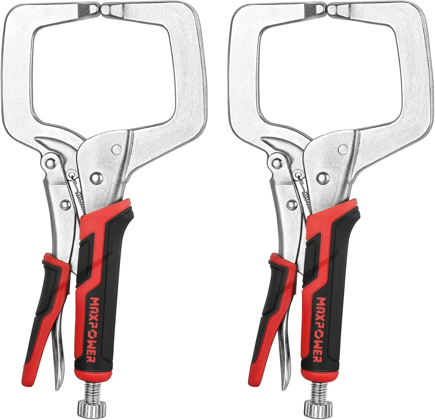 MAXPOWER 11-inch Locking C Clamp Set, 2 Pack Heavy Duty Locking Pliers with Regular Tip for Welding and Woodworking