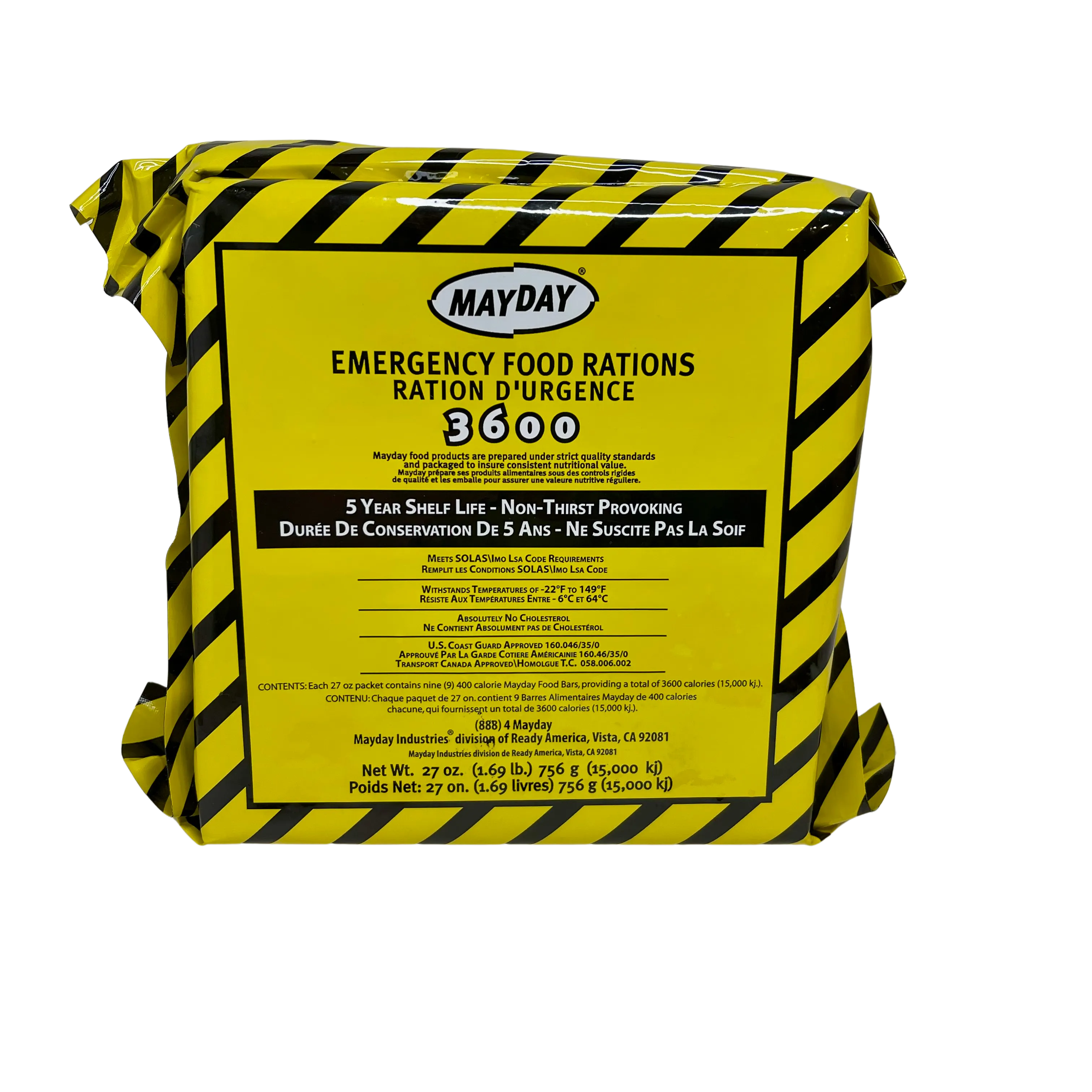 Mayday 9-Day Survival Food Supply: High-Energy Emergency Ration Bars