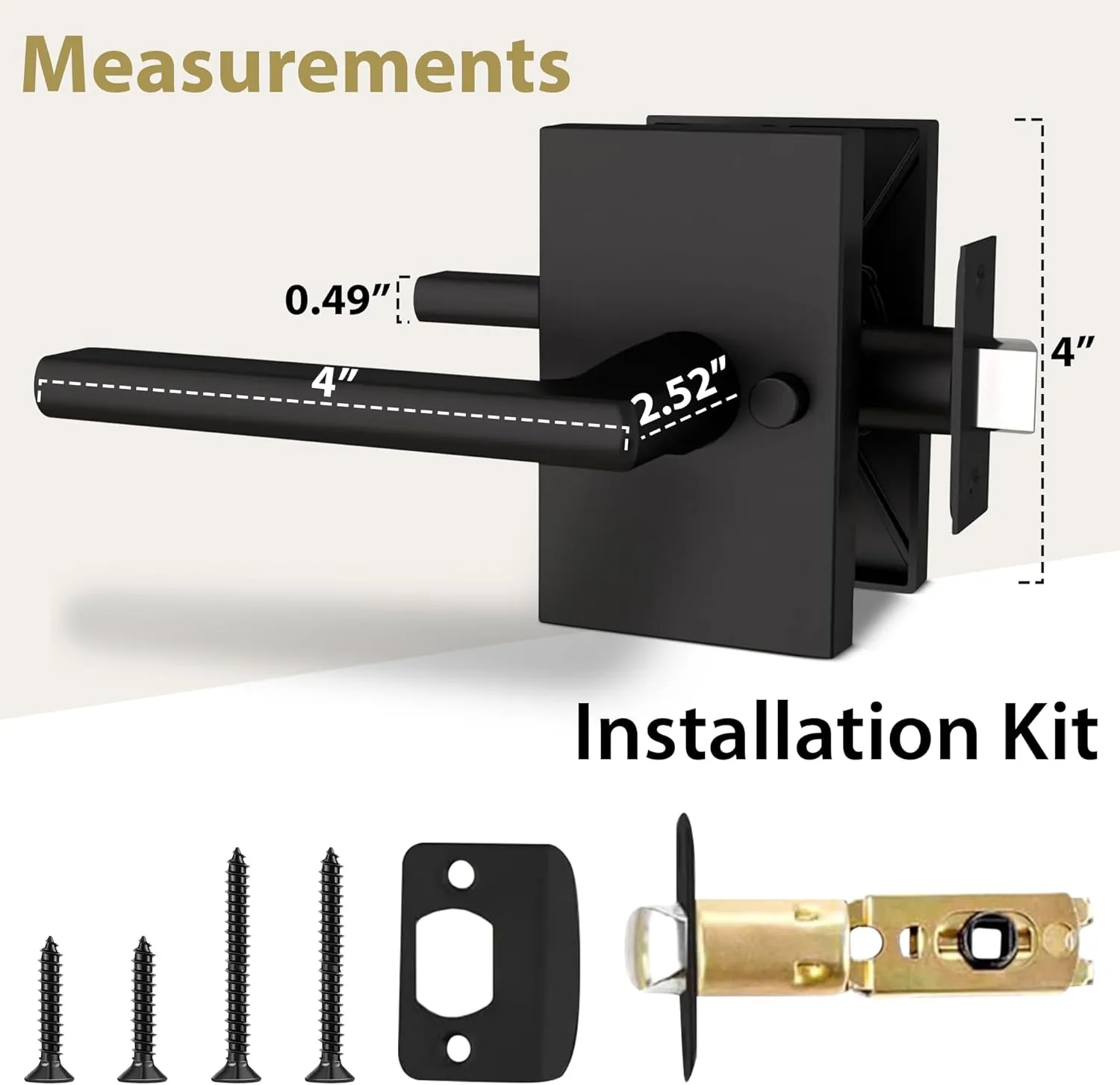 Mega Handles Glamor Privacy, Lever & Lock Door Handle Set for Hallway, Closet and Bathroom, Keyless Lock, Heavy Duty Door Levers, Fits All Standard Door Sizes, Screws Included - Onyx (1 Pack)