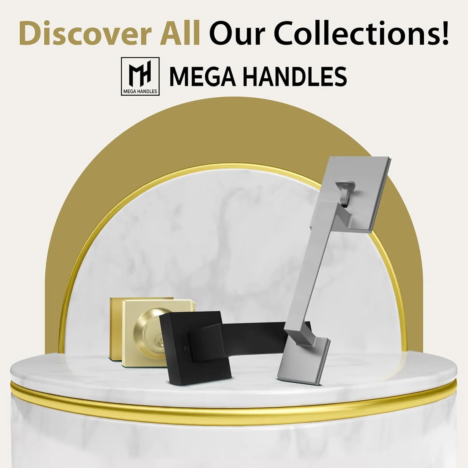 Mega Handles Glamor Privacy, Lever & Lock Door Handle Set for Hallway, Closet and Bathroom, Keyless Lock, Heavy Duty Door Levers, Fits All Standard Door Sizes, Screws Included - Onyx (1 Pack)