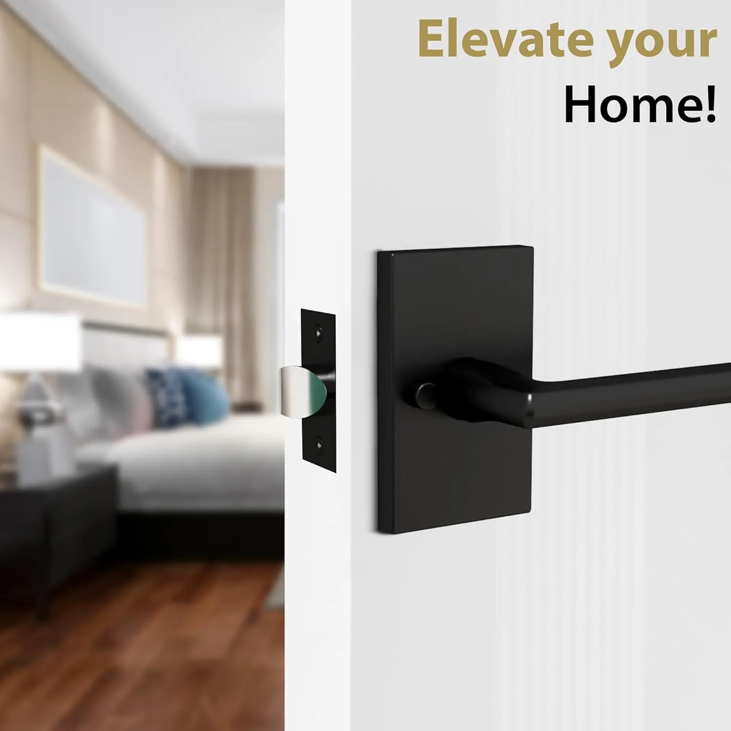 Mega Handles Glamor Privacy, Lever & Lock Door Handle Set for Hallway, Closet and Bathroom, Keyless Lock, Heavy Duty Door Levers, Fits All Standard Door Sizes, Screws Included - Onyx (1 Pack)