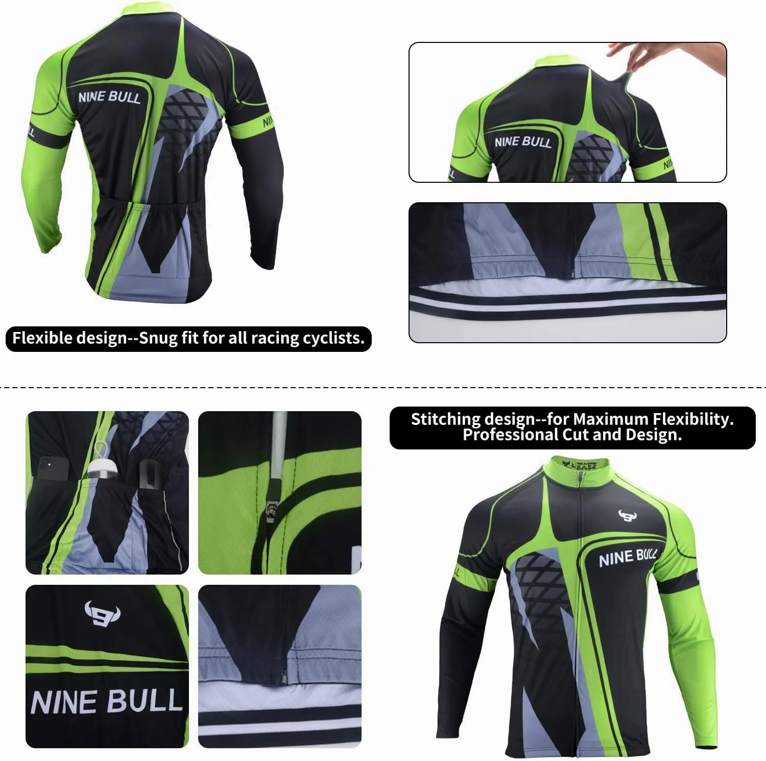 Men's Cycling Jersey Set - Reflective Quick-Dry Biking Shirt and 3D Padded Cycling Bike Shorts