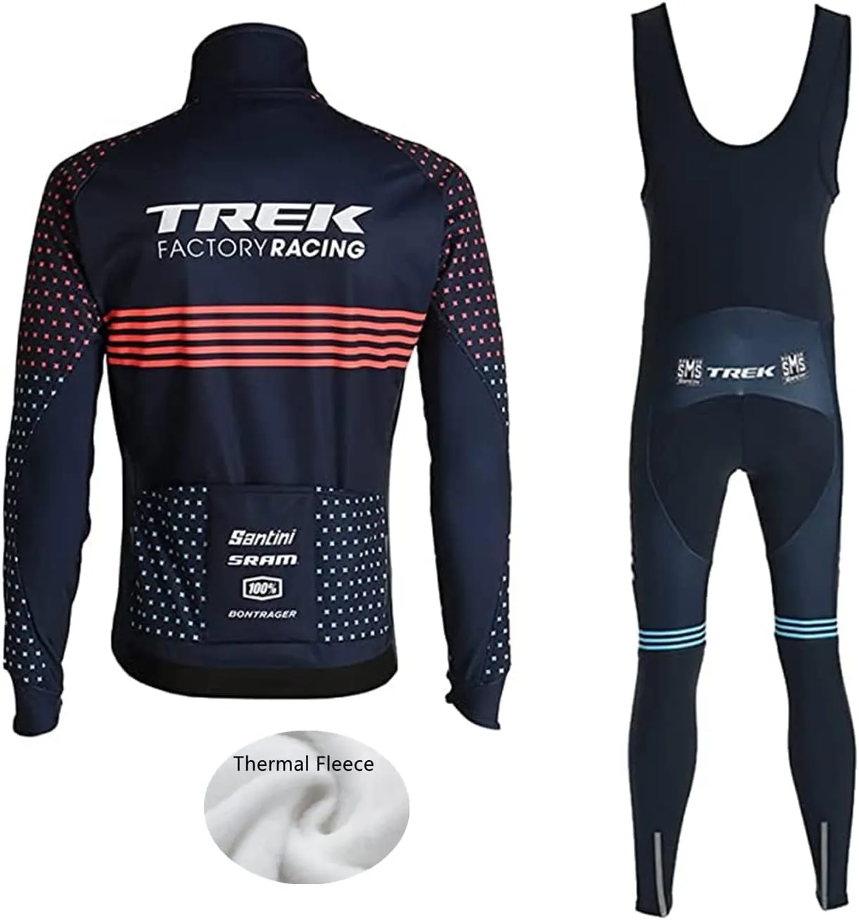 Men's Fleece Cycling Jersey Set Winter Long Sleeve Cycling Jersey Padded Cycling Jersey   Cycling Pant Belt 4D Pads