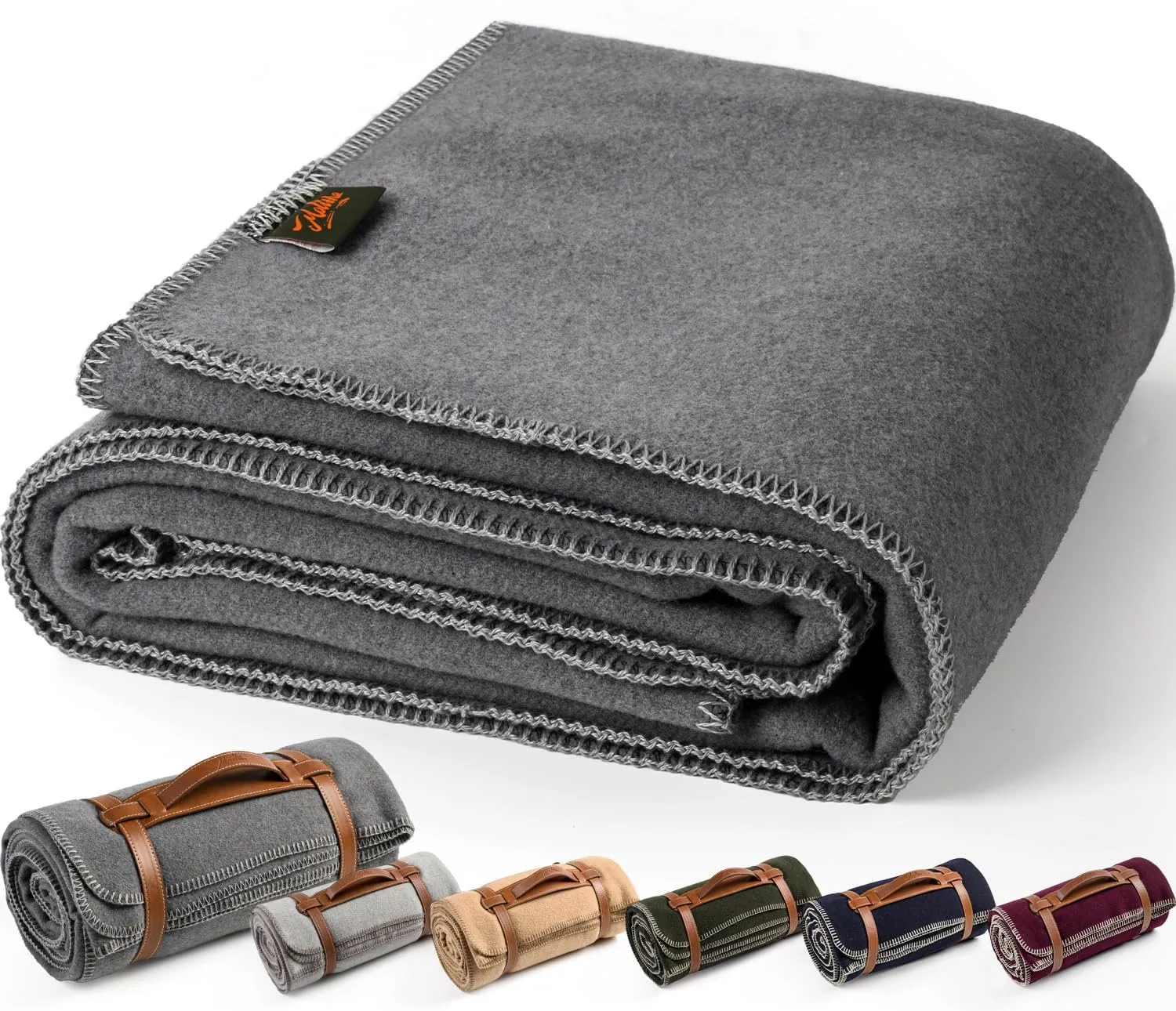 Merino Wool Blend Camping Blanket Ultra Warm, Moisture Wicking, Portable Outdoor Blanket for Camping, RV Trips, Adventures, Picnic, Bushcraft Survival Kits, Large 86"x62"