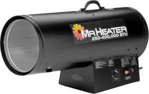 MH400FAVT 400,000 BTU Forced Air Propane Heater - Thermostat Controlled, Black