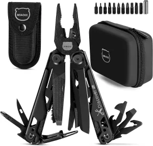 MIAOKE Multitool 23 in 1 with Premium Gift Box, Screwdrivers Saw Screwdrivers Bottle Opener Pliers Camping Knife Cool Gadgets for Men, Best Gift for Boyfriend Son Dad Him Husband, (Black Samurai)