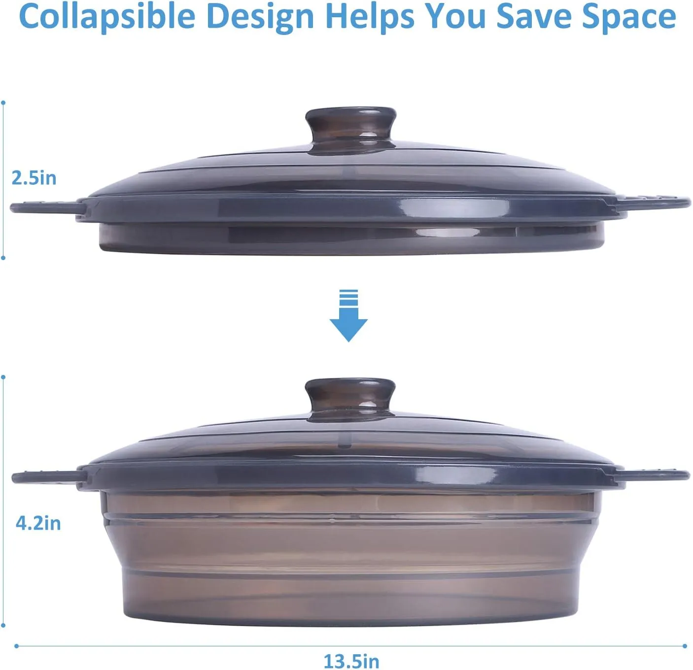 Microwave Steamer Cooker Collapsible Bowl-Silicone Steamer Cookware with Handle Lid for Vegetables Fish Prep Meal Food with Removable Rack BPA Free, Easy to Store, Freezer & Dishwasher Safe, Large