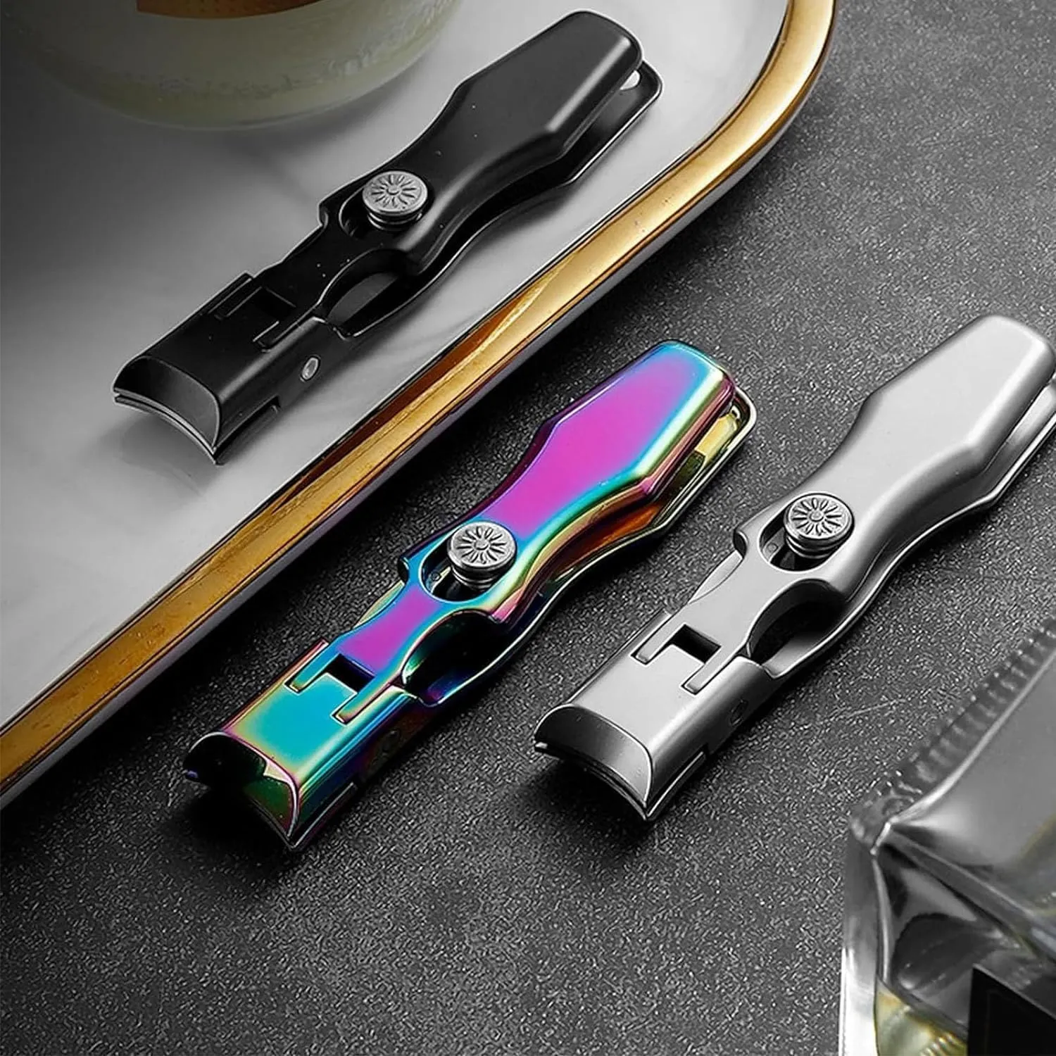 Mightyclip Nail Clippers, Mighty Clip Nail Clippers, German Nail Clippers for Men, Stainless Steel Nail Clippers for Men, Nail Scissors with Storage Box and Nail File (Black)