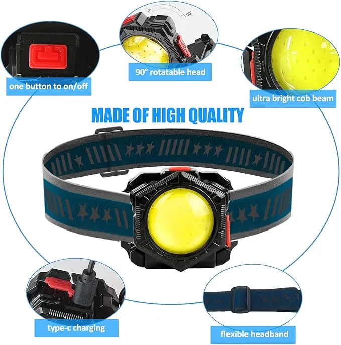 Minsk Headlamp Rechargeable, 1000 Lumen Super Bright Head Lamps Outdoor LED Rechargeable, IPX4 Waterproof Headlamp for Night Walking, Running, Hiking & Outdoor Camping(Headlamp)