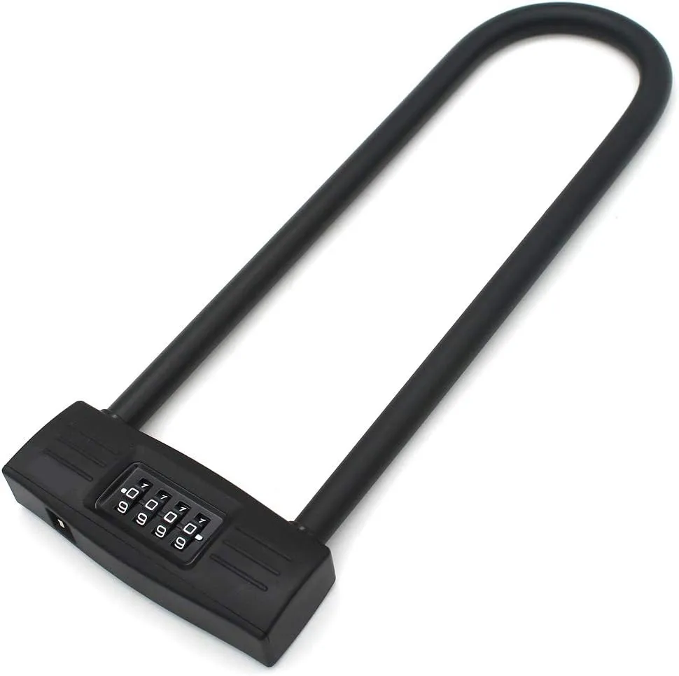 mioni 4 Digit U-Lock Motorcycle Lock/Bike Lock-resettable Combination U-Lock/D Bicycle Lock/Door Lock-, fix The Bicycle Without Carrying The Key. (Black)