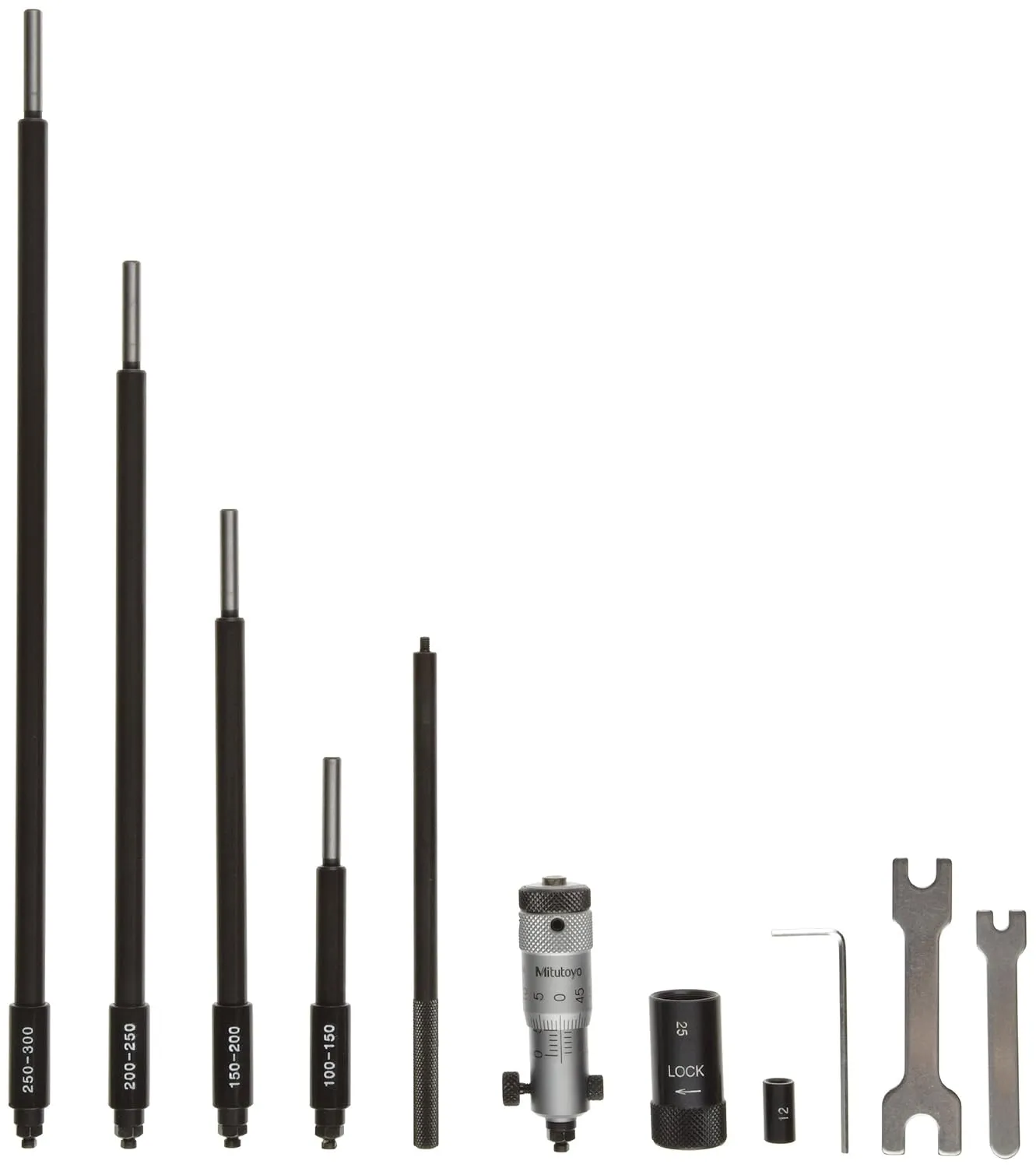 Mitutoyo 141-001 Vernier Inside Micrometer, Interchangeable Rod Type, 25-32mm Range, 0.01mm Graduation,  /-0.00664mm Accuracy
