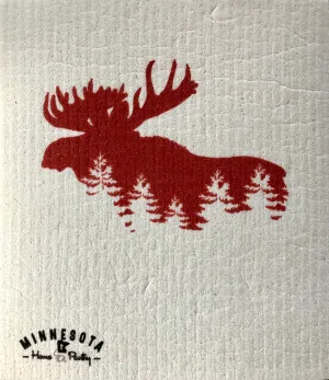 Moose in the Woods- Swedish Dishcloth