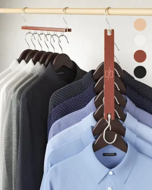 MORALVE Space Saving Hangers for Closet - 4 Pack European Beechwood Shirt Organizer with 360° Swivel Hook - Collapsible Clothes Hangers for Space Saving and Closet Organization