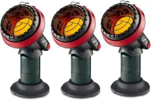 Mr. Heater 3800 BTU Portable Little Buddy Propane Emergency Heater with Push Start Button for Indoor and Outdoor Use, (3 Pack)