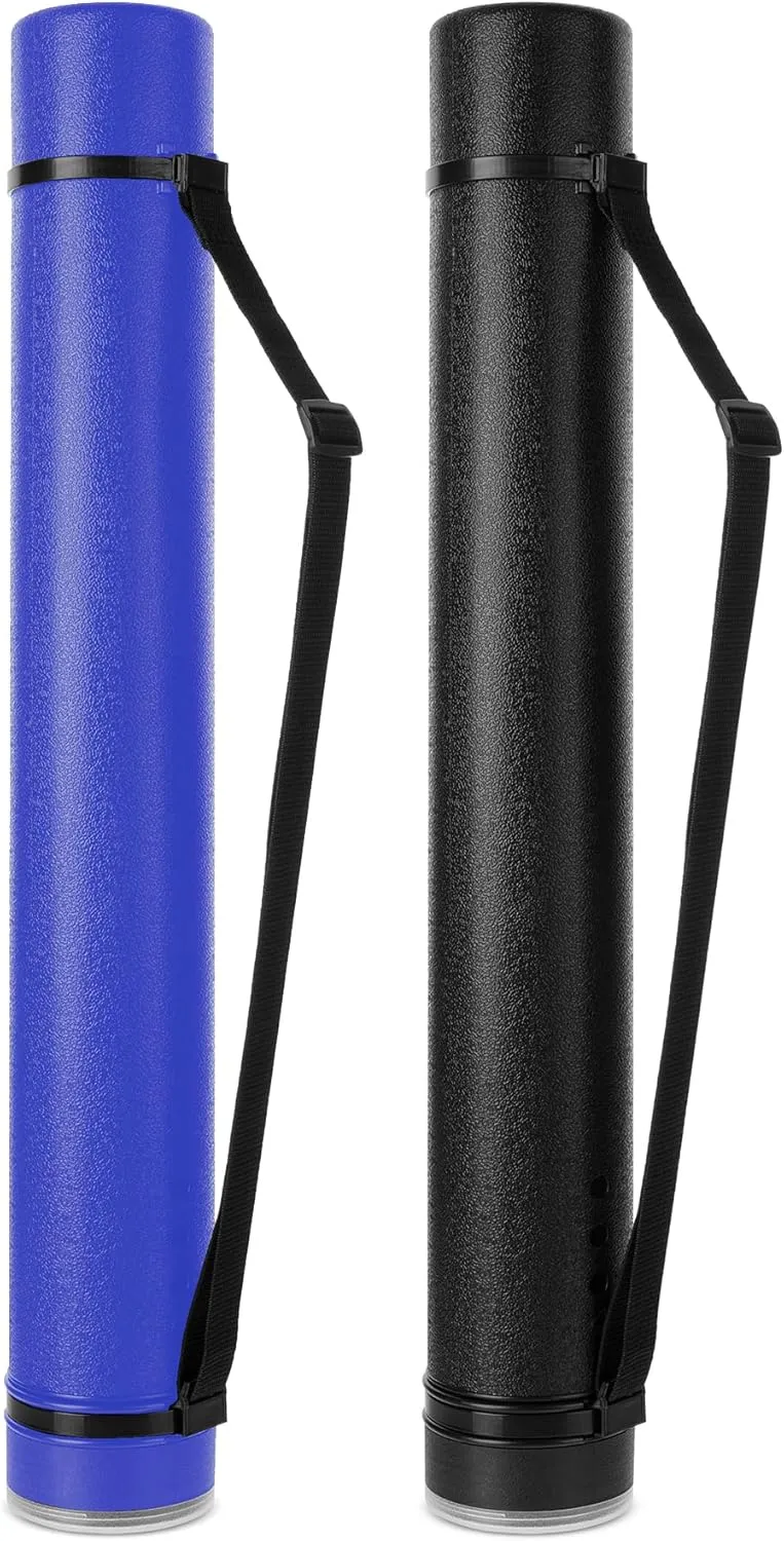 Mr. Pen- Poster Tube, 2 Pack, Black and Blue, Extendable Poster Tube with Strap, Poster Carrying Case, Telescoping Tube, Art & Poster Transport Tubes, Poster Tubes for Storage, Poster Holder Tube