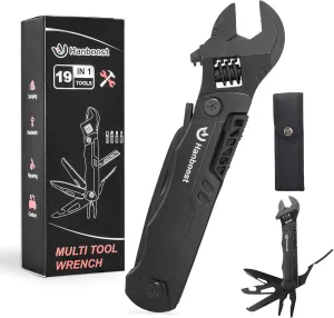 Multitool Wrench 19 In 1 Multipurpose Camping Gear Pocket Size Adjustable Wrench with Pliers, Wire Cutter, Cutting Saw, Bottle Opener for Maintenance, Camping and DIY,Gift for Him