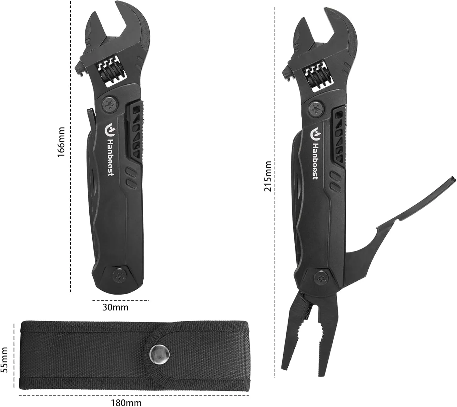 Multitool Wrench 19 In 1 Multipurpose Camping Gear Pocket Size Adjustable Wrench with Pliers, Wire Cutter, Cutting Saw, Bottle Opener for Maintenance, Camping and DIY,Gift for Him