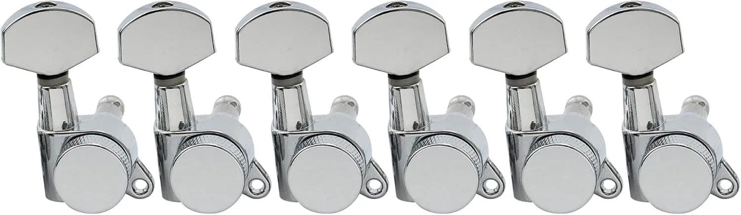 Musiclily Pro 6 inline Locking String Tuning Pegs Machines Heads Set for Fender Stratocaster Telecaster Electric Guitar, Chrome