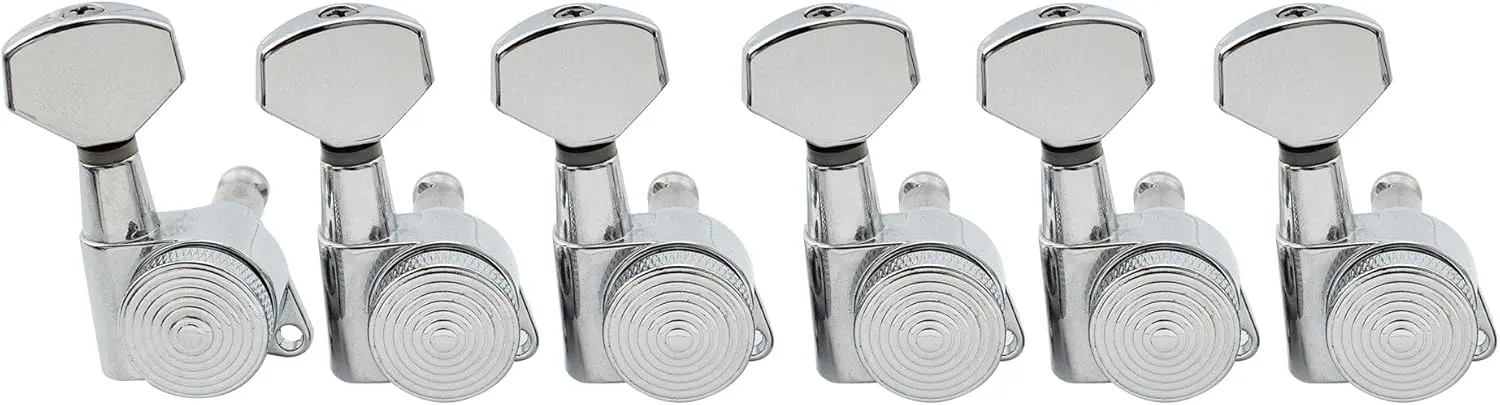 Musiclily Ultra 6 inline 19:1 Ratio Guitar Locking Tuners String Tuning Pegs Keys Machines Heads Set for Fender Stratocaster Strat/Telecaster Tele Electric Guitar, Chrome