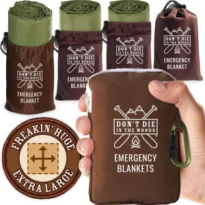 Mylar with Blankets Stuff Green] Extra-Large Blankets Pack - Freakin’ [Army Friendly assistance Space Nylon [4-Pack] Thermal Sacks Carabiner Huge Excellent aftercare Zipper Ripstop   Emergency