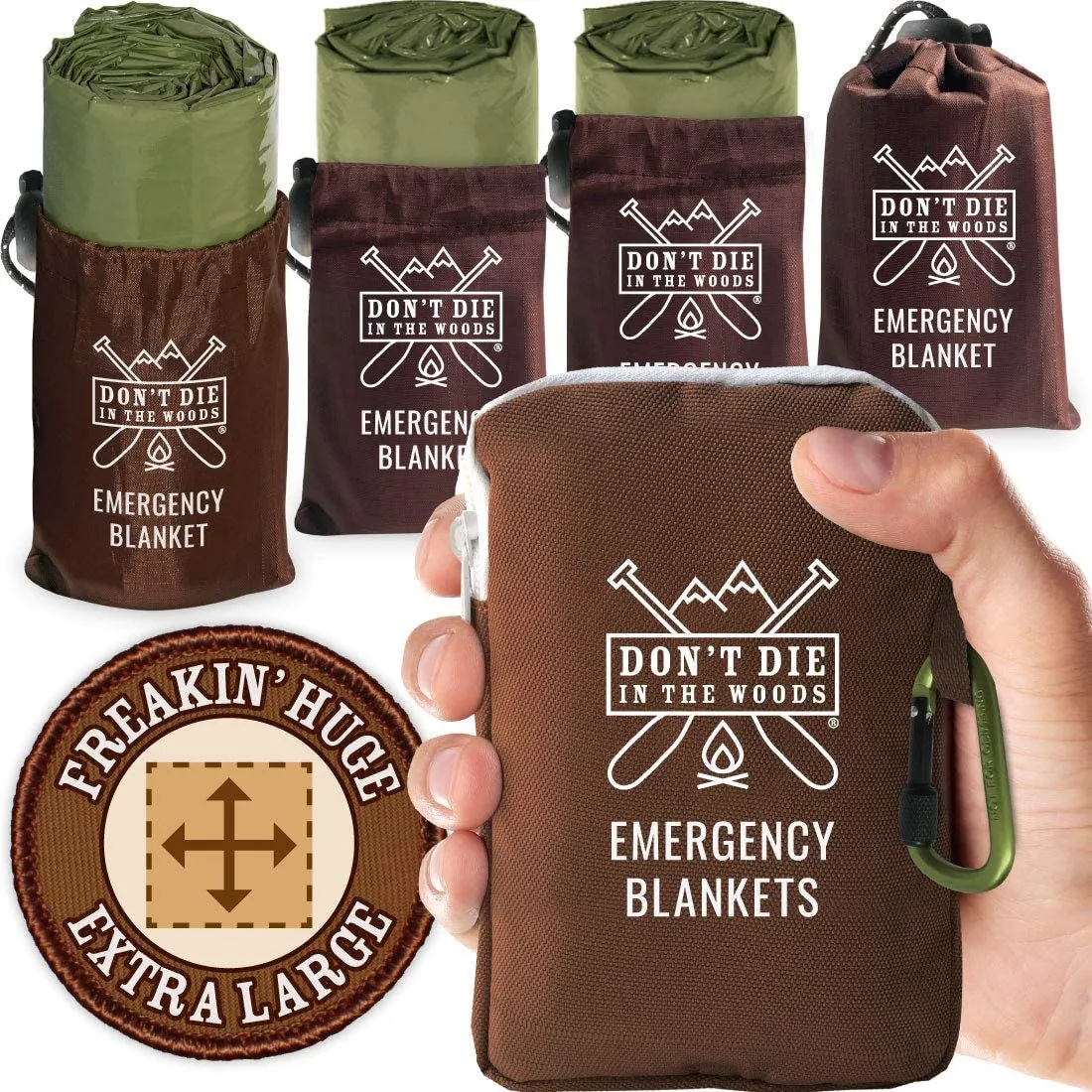 Mylar with Blankets Stuff Green] Extra-Large Blankets Pack - Freakin’ [Army Friendly assistance Space Nylon [4-Pack] Thermal Sacks Carabiner Huge Excellent aftercare Zipper Ripstop   Emergency