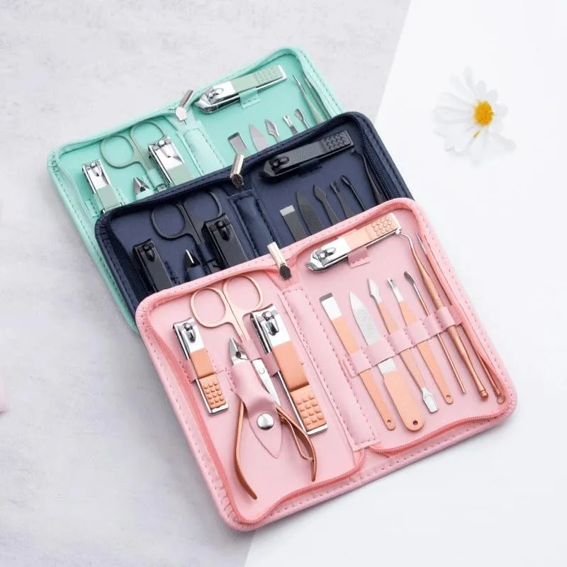 Nail Scissors 8-Piece Set Nail Clippers Manicure Tool Manicure Set(Pink)