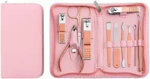 Nail Scissors 8-Piece Set Nail Clippers Manicure Tool Manicure Set(Pink)