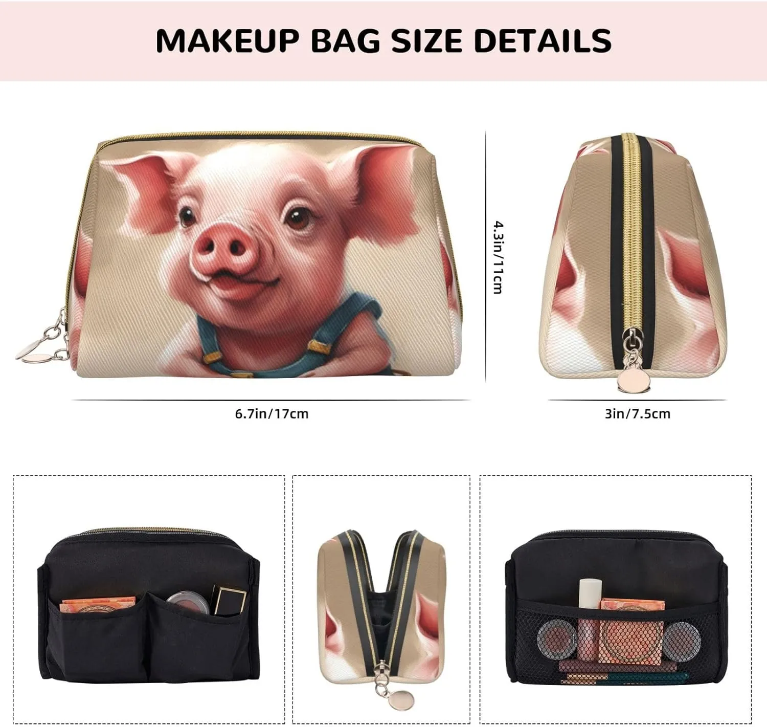 Naughty Pig Baby Toiletry Pouch, Travel-Friendly Makeup Organizer For Makeup Brushes, Lipsticks