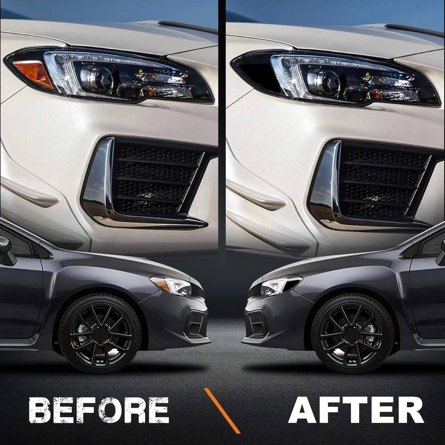NDRUSH Blackout Headlight & Taillight Vinyl Tint Film, Precut Overlay, Tail Light Wrap Cover Compatible with Subaru WRX/WRX STI 2015-2020