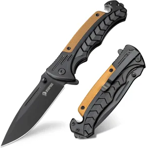 NedFoss FA46N EDC Pocket Knife – 3.35″ AUS-8 Steel 3-in-1 Tactical Rescue Folding Knife, Glass Breaker & Seatbelt Cutter, Ultralight Aluminum Handle, Reinforced Deep-Carry Clip for Camping & Utility