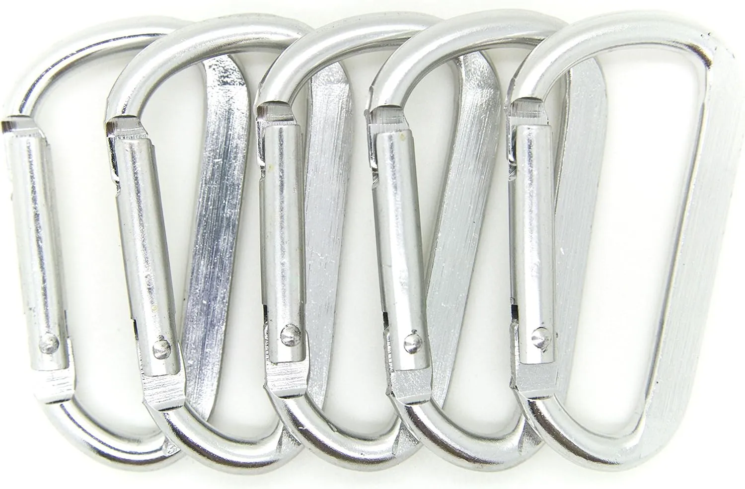 New 100pcs 2.25" Silver Color D Shape Spring-Loaded Aluminum Carabiner Belt Clip Key Chain Hook