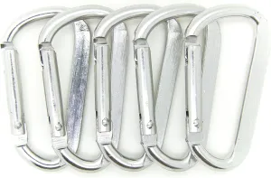 New 100pcs 2.25" Silver Color D Shape Spring-Loaded Aluminum Carabiner Belt Clip Key Chain Hook