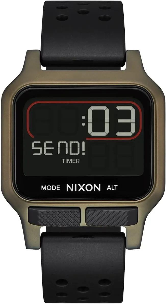 NIXON Heat A1320 - Digital Watch for Men and Women - 100M Water Resistant Exercise Workout and Running Watch - Mens Ultra Thin Lightweight Sport Watches - Custom 38 mm LCD Display, 20mm PU Band