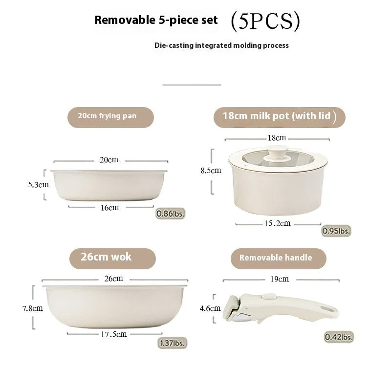Non-stick Cookware Set with Removable Handle - Oven Safe
