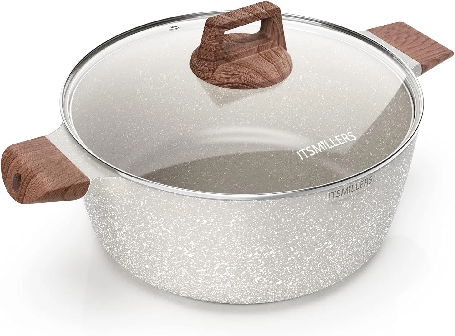 Nonstick Die Casting Stock Pot,6Qt Elegant Aluminum Ceramic Casserole with Lid, Induction Bottom