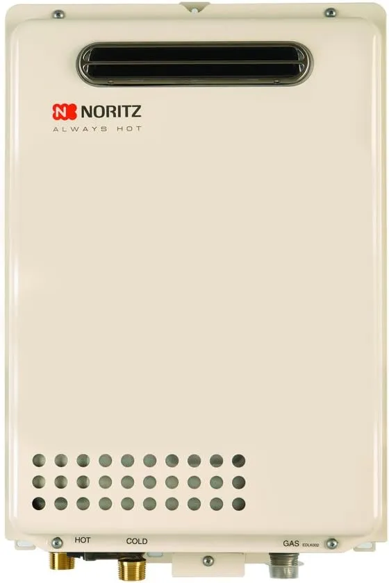Noritz NR66ODLP Outdoor, max. 140,000 Btuh, 6.6 Gpm-Liquid Propane Tankless Water Heater, Beige
