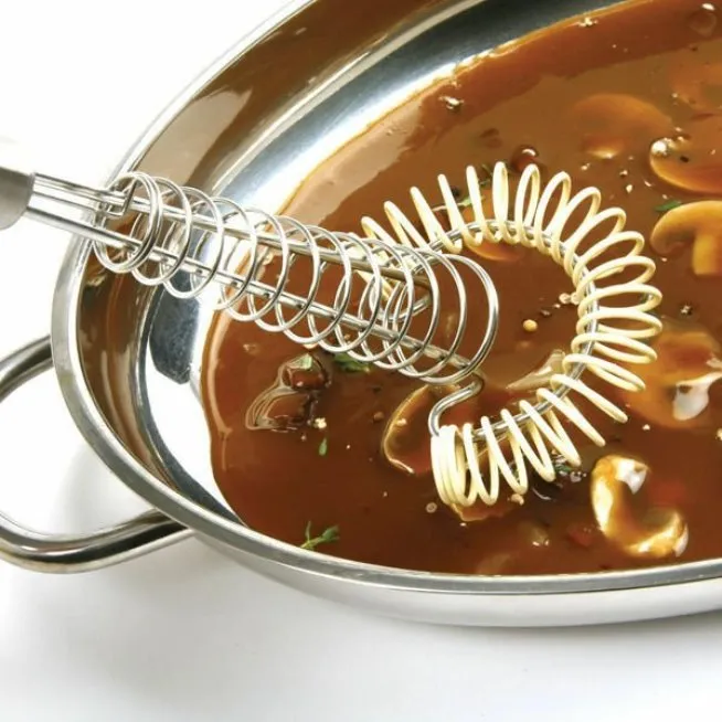 Norpro 8.5" Stainless Steel Silicone Coil Mini Saucinator Whisk - Mix Beat Blend