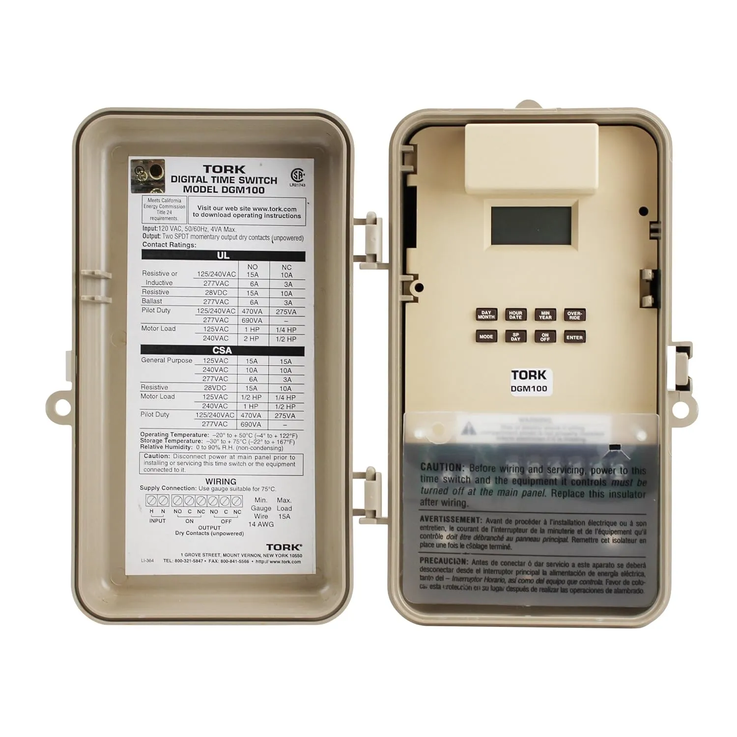 NSI DGM100A Series DG100 Multipurpose Control 365/7 Day Time Switch, 120-277 VAC Input Supply, 1 Channel, SPDT Momentary Output Contact