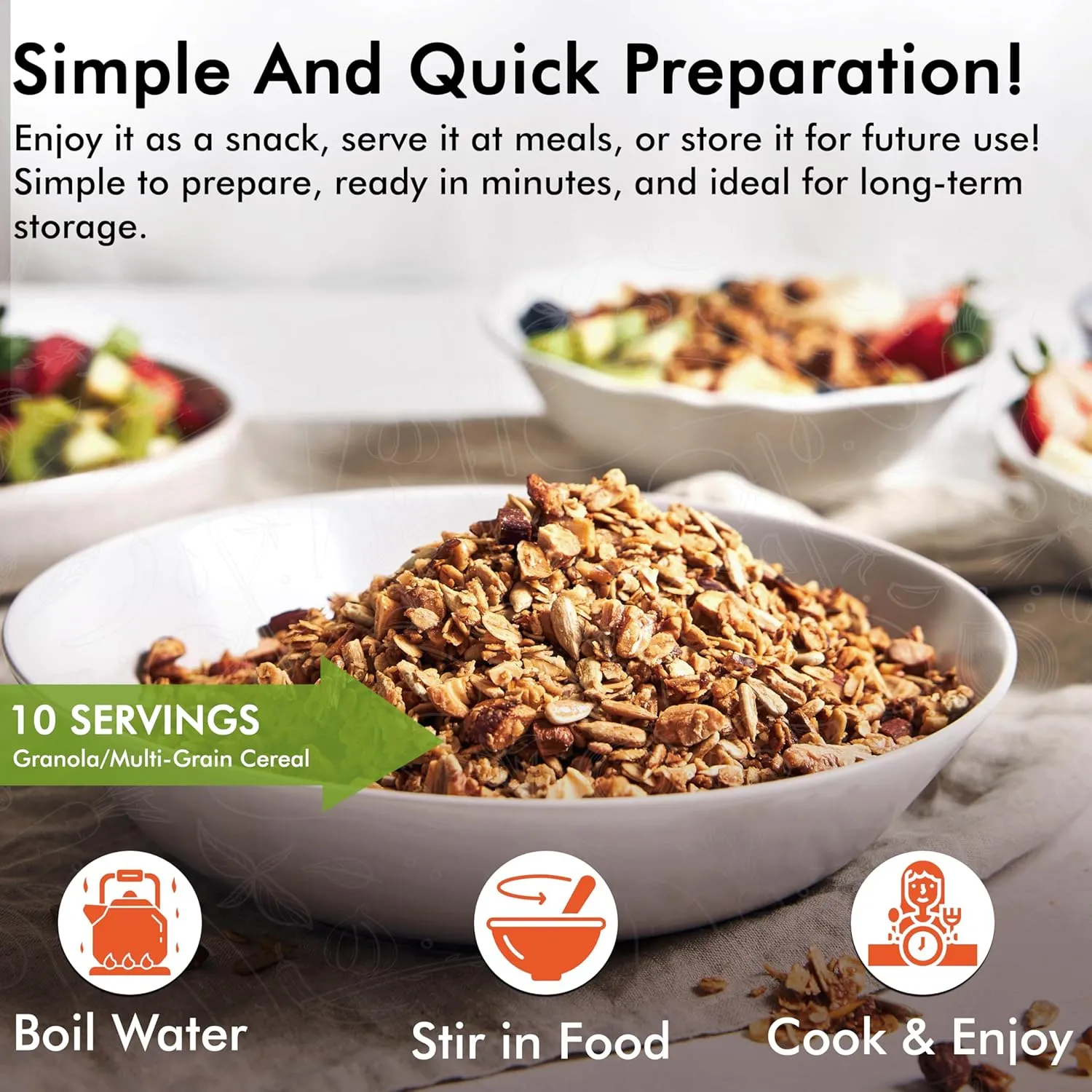 Numanna Triple Grab-n-Go Bucket 240 Servings GMO Free, No Added Preservatives Easy to Prepare Emergency Food Storage Bucket Family Meat Survival Pack Made in USA 25  Year Shelf Life