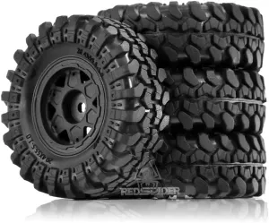 OD:55mm 1.0 RC Tires Hard Plastic Beadlock tire Set 4 PCS Mud Tire 7mm HEX for 1/18 1/24 RC Crawler Tire SCX24 TRX4M FMS FCX24 FCX18 AX24 90081 Mini-Z 4x4 LC70 T102