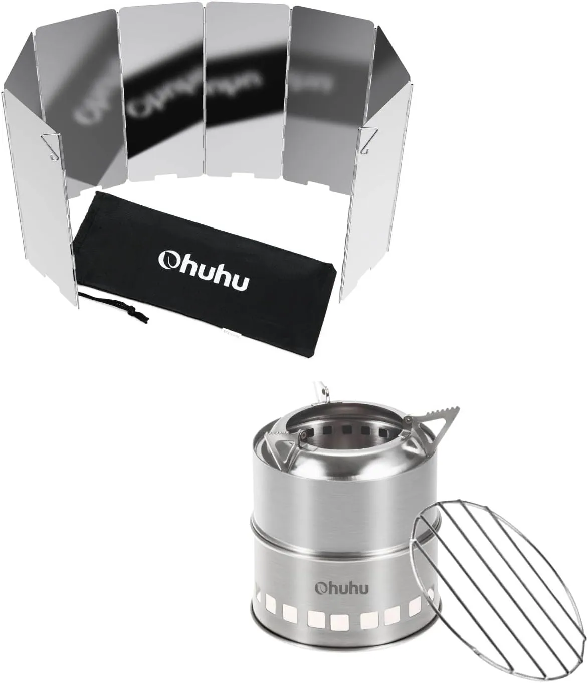 Ohuhu Wood Burning Camp Stoves   10 Plates Camp Stove Windscreen for Camping Picnic, Backpacking, Cooking