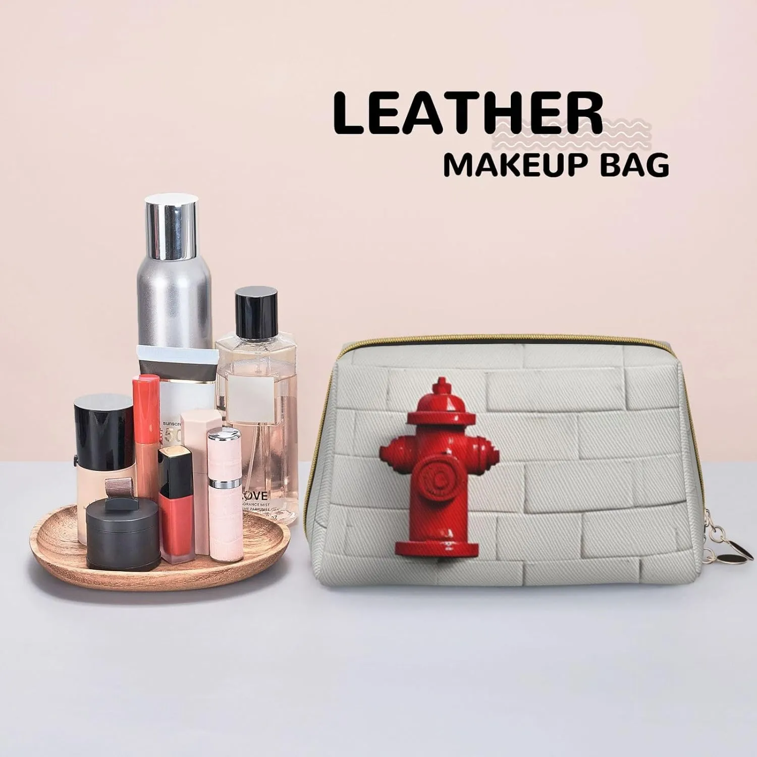 Old White Brick Wall Toiletry Pouch, Travel-Friendly Makeup Organizer For Makeup Brushes, Lipsticks