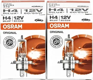 Osram H4 64193 Halogen Bulbs Car Bulb Headlamp light Bulbs. Pack of 2.
