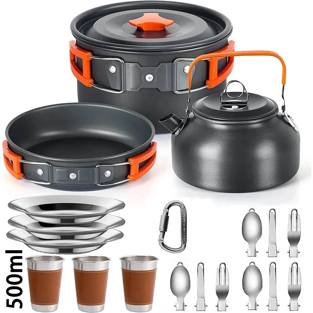 Outdoor Camping Cooking Set Lightweight Aluminum Products Camping Cooking Set Hiking and Outdoor Travel Easy to Carry