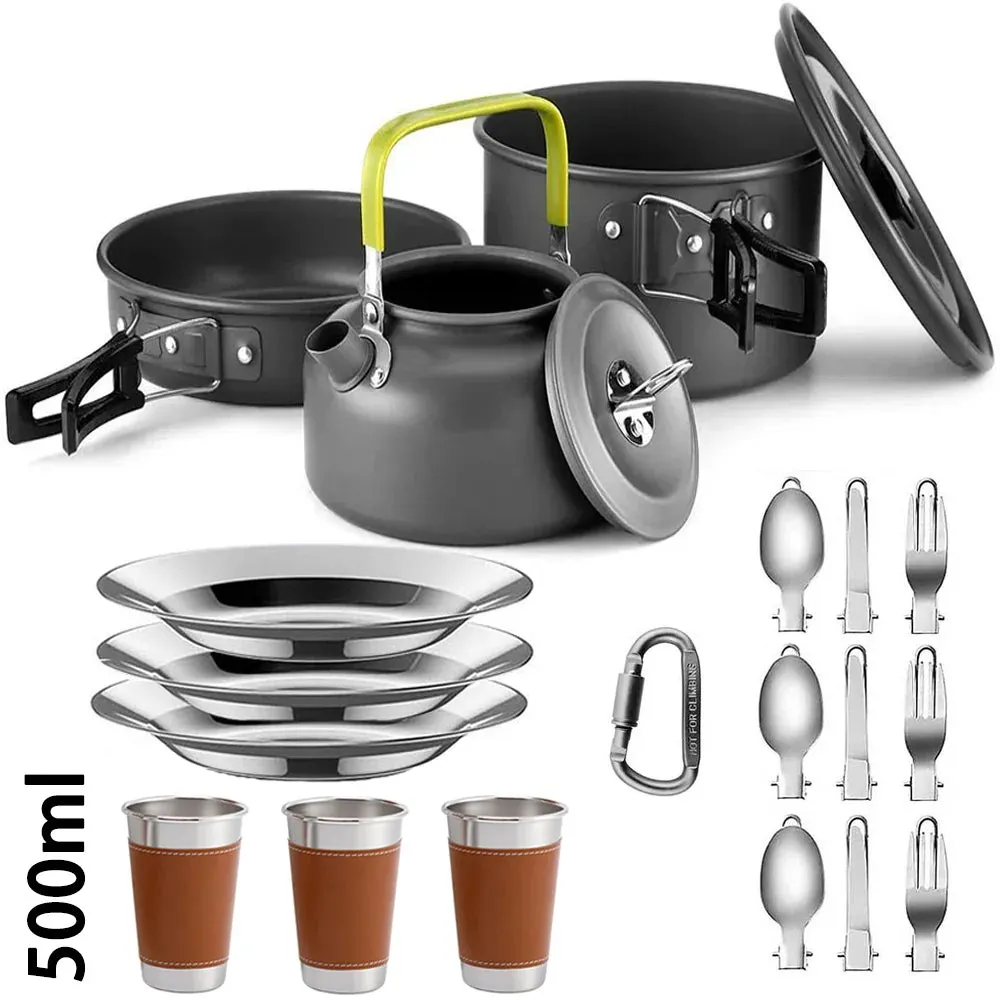 Outdoor Camping Cooking Set Lightweight Aluminum Products Camping Cooking Set Hiking and Outdoor Travel Easy to Carry
