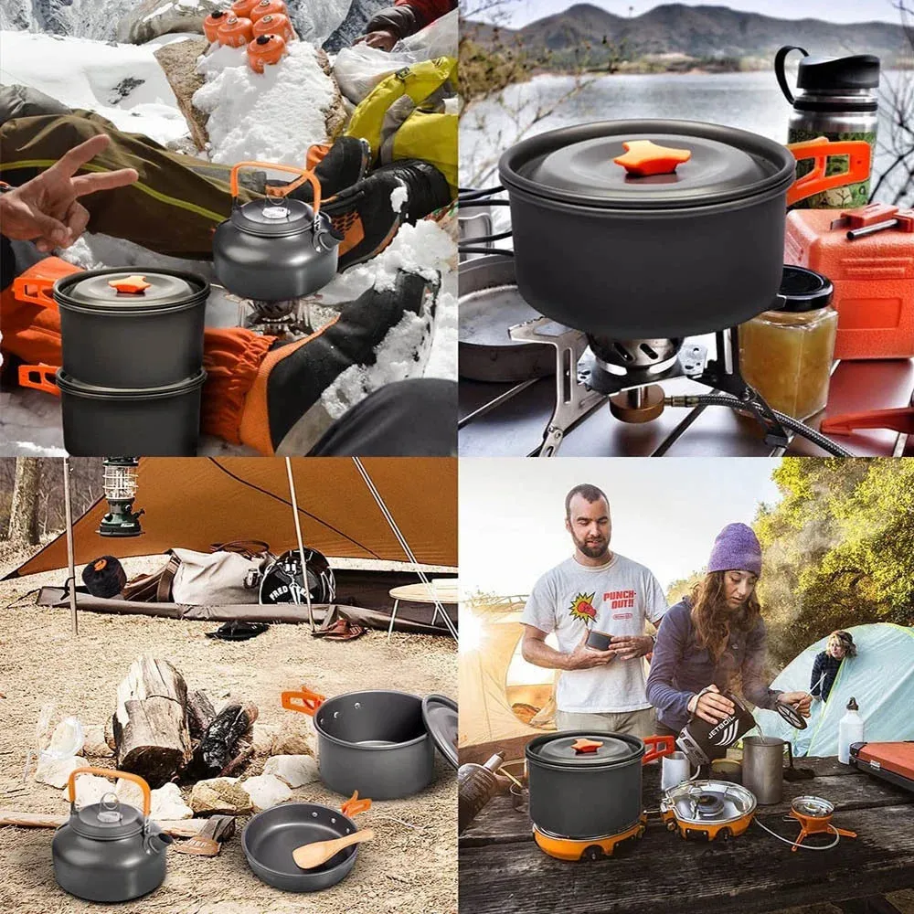 Outdoor Camping Cooking Set Lightweight Aluminum Products Camping Cooking Set Hiking and Outdoor Travel Easy to Carry