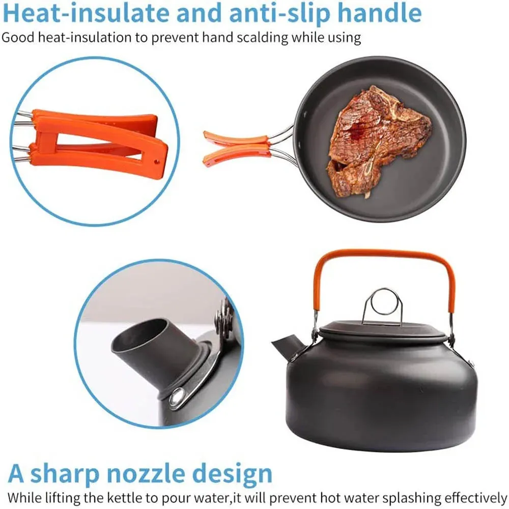 Outdoor Camping Cooking Set Lightweight Aluminum Products Camping Cooking Set Hiking and Outdoor Travel Easy to Carry